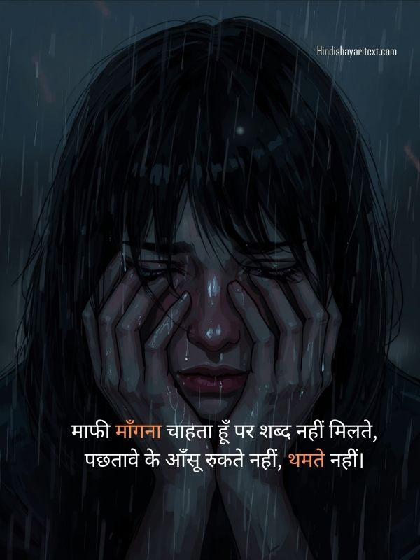 Hurt sorry shayari in Hindi expressing apology, emotional sorry shayari, sad love shayari for broken hearts